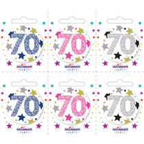 Small 70th Birthday Badges 6pk