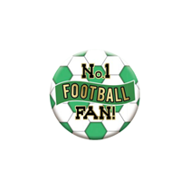 No.1 Football Fan 5.5cm Green & White Badges 6pk
