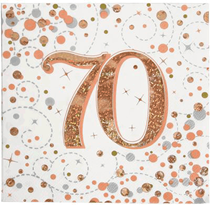 Sparkling Fizz 70th Birthday Rose Gold Napkins 16pk