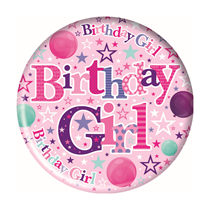 Birthday Girl Pink Jumbo Badge 150mm