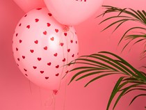 Pastel Pink Printed Hearts Latex Balloons Valentines