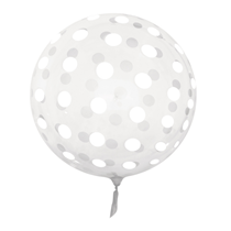 Silver Polka Dots 18" - 22" Clear Sphere Vortex Balloon