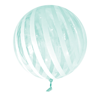 Turquoise Stripes 18" - 22" Clear Sphere Vortex Balloon