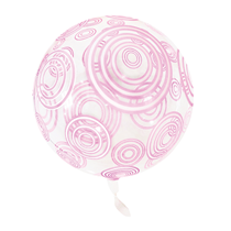 Pink Swirly 18" - 22" Clear Sphere Vortex Balloon