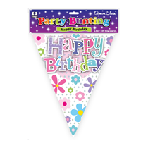 Happy Birthday Floral Flag Bunting 12ft