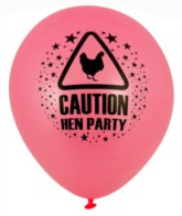 Pink 'Caution! Hen Party' Latex Balloons 12pk