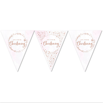 Pink On Your Christening Paper Flag Bunting