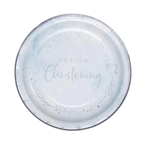 Blue On Your Christening 9" Paper Plates 8pk