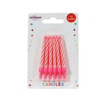 Pink Striped Party Candle 12pk