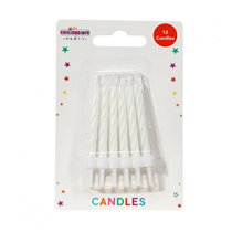 White Striped Party Candle 12pk