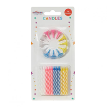 Multicoloured Striped Party Candles 12pk
