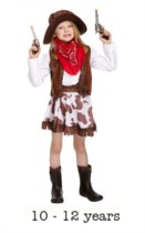 Child Wild West Cowgirl Fancy Dress Costume 10 -12 yrs