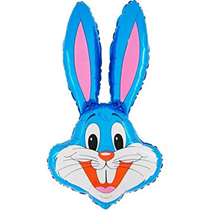 Blue Bunny Rabbit Head 37" Foil Balloon Loose