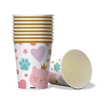Cat Princess 250ml Paper Cups 8pk
