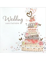 Pink Wedding Cake Wedding Invitations & Envelopes 6pk