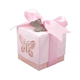 Pink Laser Cut Butterfly Favour Boxes 5pk