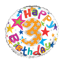 Age 3 Happy Birthday 18" Foil Balloon