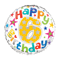 Age 6 Happy Birthday 18" Foil Balloon