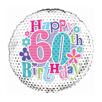  Age 60 Happy Birthday Pink Floral 18" Foil Balloon