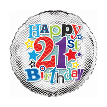 Age 21 Happy Birthday 18" Foil Balloon