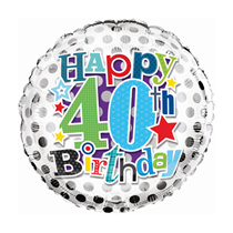 Age 40 Happy Birthday 18" Foil Balloon