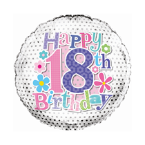 Age 18 Happy Birthday Pink Floral 18" Foil Balloon