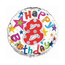 Age 8 Happy Birthday 18" Foil Balloon