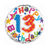 Age 13 Happy Birthday 18" Foil Balloon