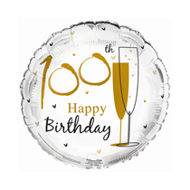 Age 100 Happy Birthday Champagne Glasses 18" Foil Balloon