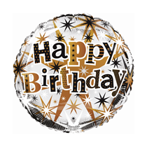 Happy Birthday Gold Star Burst 18" Foil Balloon