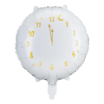 New Year's Eve Clock White & Gold 18" Foil Balloon