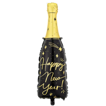 New Year Black & Gold Bottle 38" Large Foil Balloon