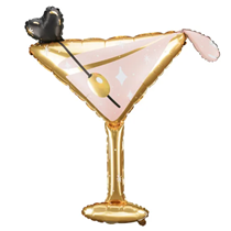 Martini Cocktail Glass Pink & Gold 50" Large Foil Balloon