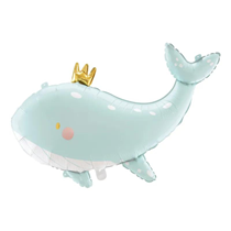 Blue Whale With Crown 30" Large Foil Shape Balloon