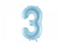 SPECIAL OFFER Party Deco 34" Pastel Blue Number 3 Foil Balloon