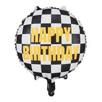 Happy Birthday Checkered Flag 18" Foil Balloon