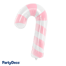 Pink and White 29 Inch Candy Cane Christmas Foil Balloon