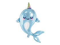 Glossy Smiling Narwhal 34" Foil Balloon