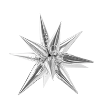 Glossy Silver 3D Star Shaped 37" Foil Balloon