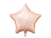 Light Powder Pink Happy Birthday 18" Star Foil Balloon