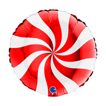 Grabo Red Candy Swirl 18" Round Foil Balloon