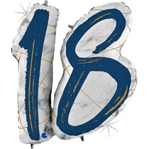 18th Birthday Blue & Gold Marble 34" Foil Balloon