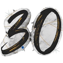 30th Birthday Black & Gold Marble 34" Foil Balloon