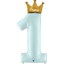 1st Birthday Prince Pastel Blue 46" Number Foil Balloon