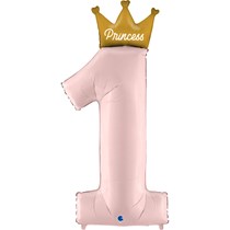 1st Birthday Princess Pastel Pink 46" Number Foil Balloon