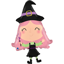 Halloween Cute Pink Hair Witch 33" Large Foil Balloon