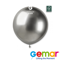 Gemar Shiny Silver 19" Latex Balloons 25pk