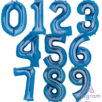 Anagram Blue 34" Supershape Foil Number Balloons 0-9