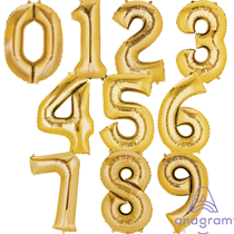 Anagram Gold 34" Foil Number Balloons 0-9