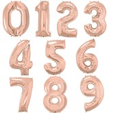 Rose Gold 34" Foil Number Balloons Qualatex 0-9